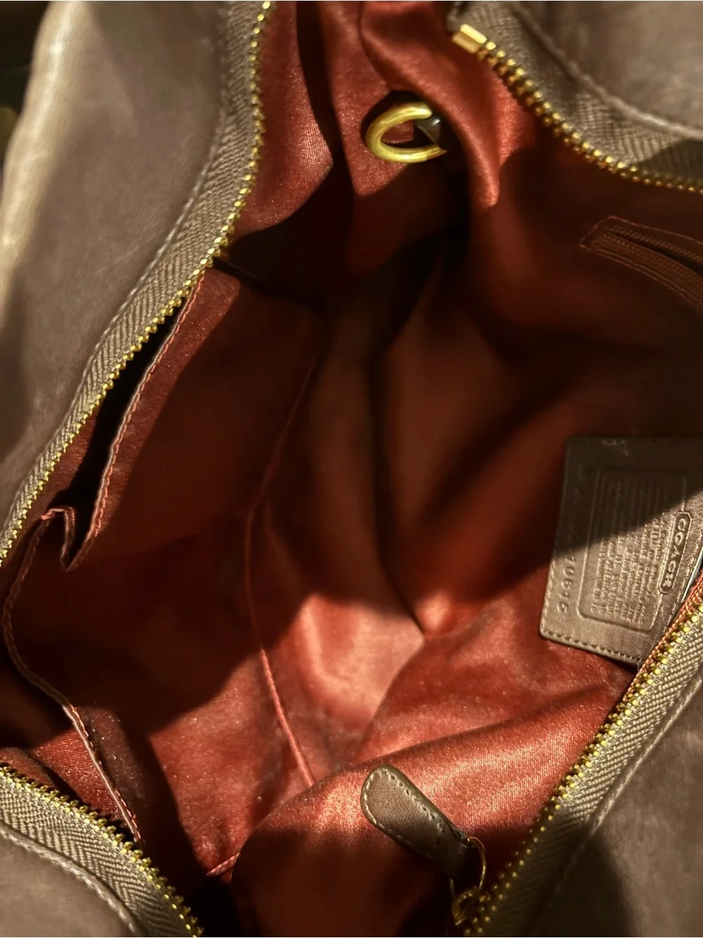 Coach Dark Brown Leather Hobo with Brass Hardware